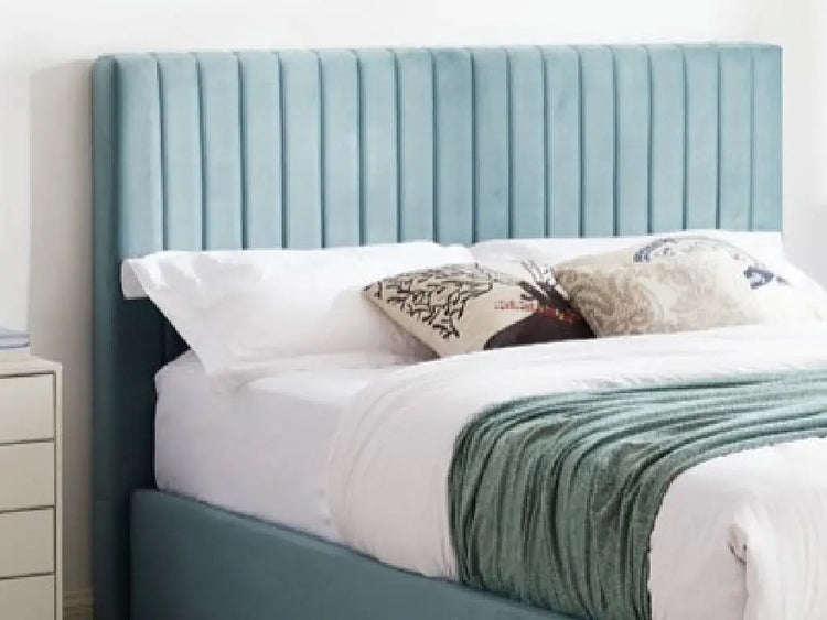Wholesale Beds Fabric Ottoman Sky Blue Close View - Better Bed Company