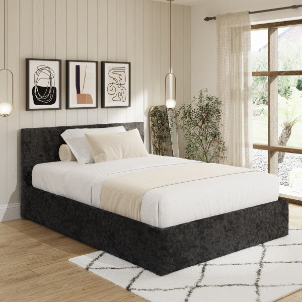 GFW End Lift Crushed Velvet Ottoman Bed-King Size-Better Bed Company