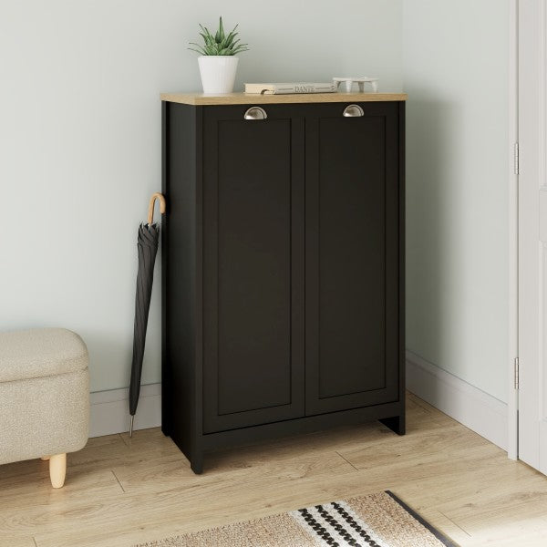 GFW Lancaster 2 Door Shoe Cabinet Black-Better Bed Company