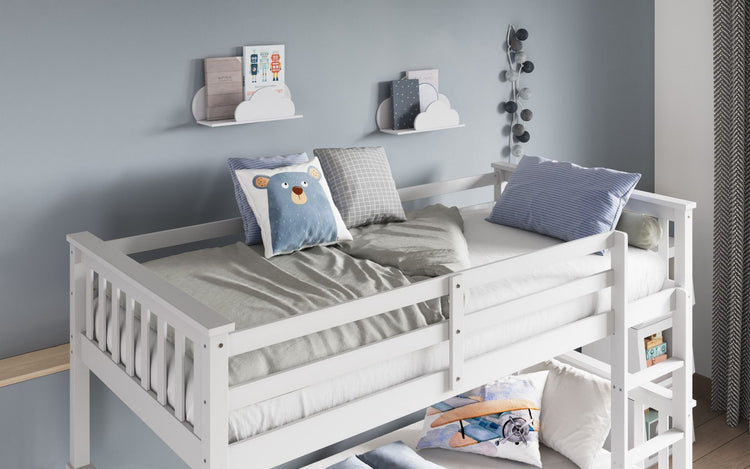 Kids Bunk Beds Zoe Wooden White & Grey Bunk From Top Of Bunk White-Better Bed Company