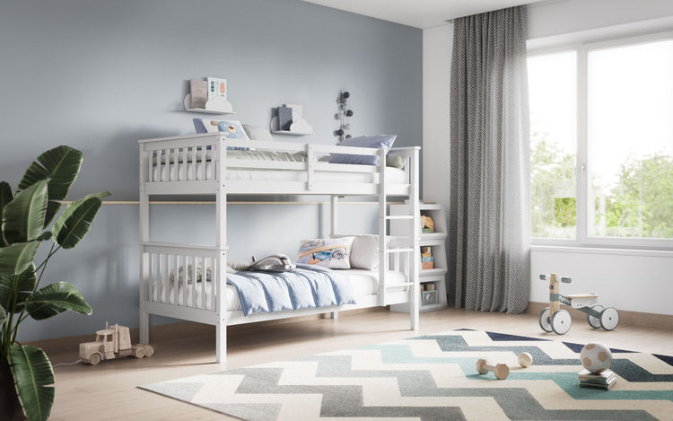 Kids Bunk Beds Zoe Wooden White & Grey Bunk-Better BEd Company