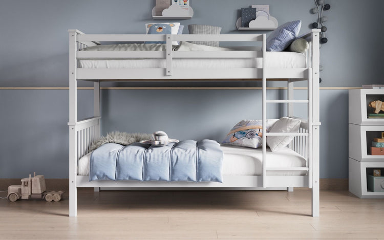 Kids Bunk Beds Zoe Wooden White & Grey Bunk White From Front-Better BEd Company