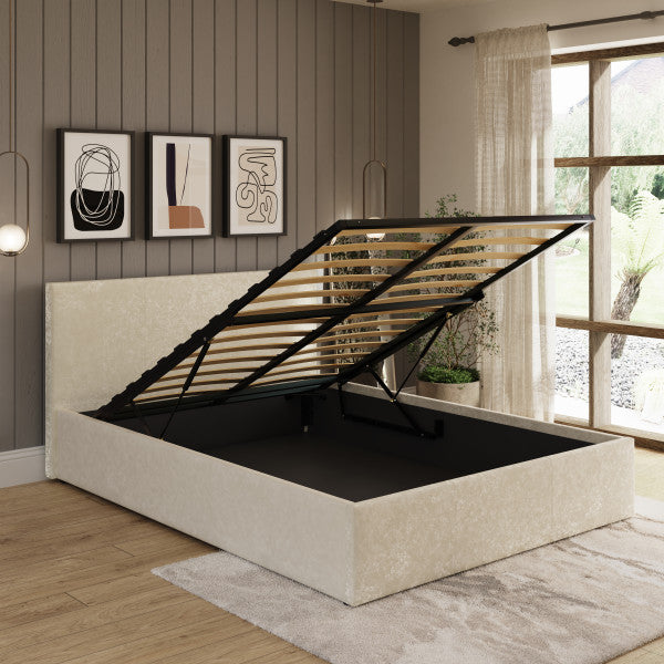 GFW End Lift Crushed Velvet Ottoman Bed