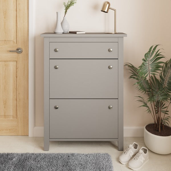 GFW Deluxe Shoe Cabinet With Drawer Grey-Better Bed Company
