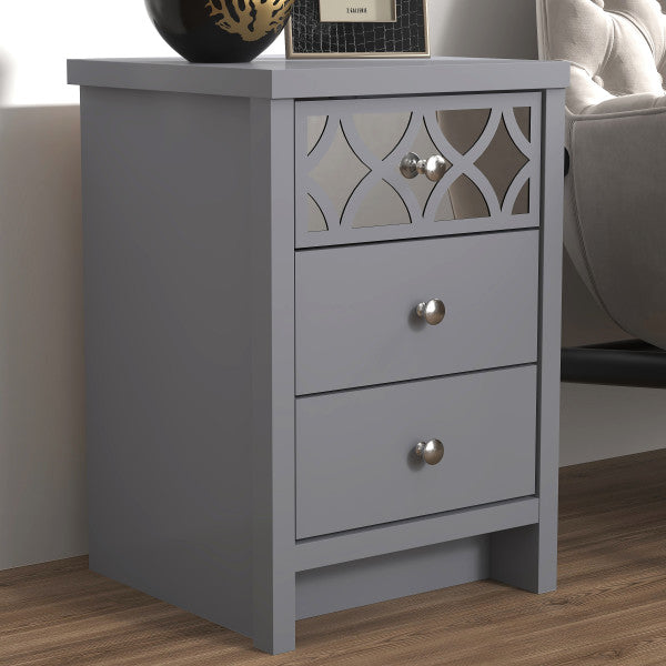 GFW Arianna 3 Drawer Bedside Grey-Better Bed Company