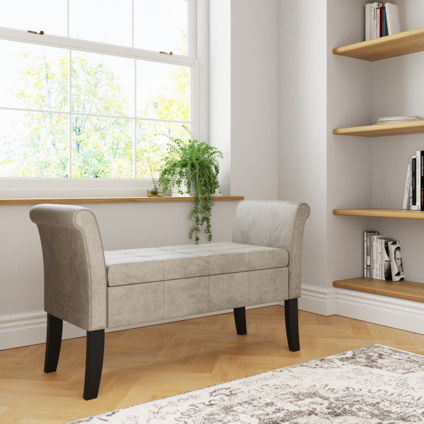 GFW Balmoral Window Seat Silver Chenille From Different Position-Better Bed Company