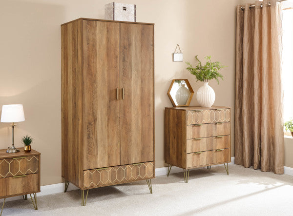 GFW Orleans 2 Door 1 Drawer Wardrobe - Mango-Better Bed Company