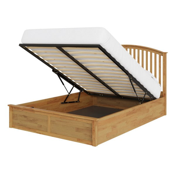 GFW Madrid Ottoman Bed Oak Double Open-Better Bed Company