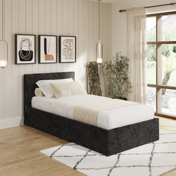 GFW End Lift Crushed Velvet Ottoman Bed-Small-Better Bed Company