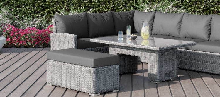 Maze Rattan Ascot Rectangular Corner Dining Set With Rising Table