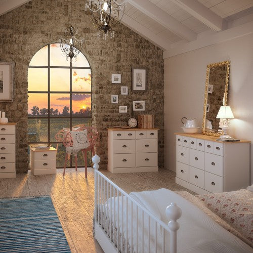 Steens Nola White And Pine 6 + 3 Drawer Chest Of Draws