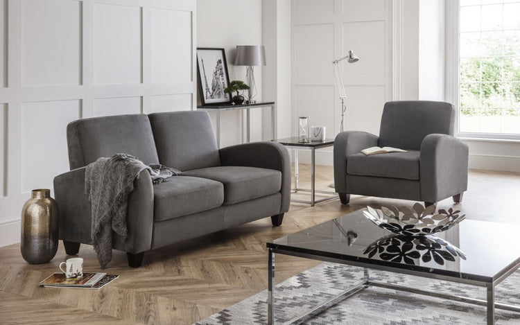 Julian Bowen Vivo Sofa Set Dusk Grey Chenille-Better Bed Company