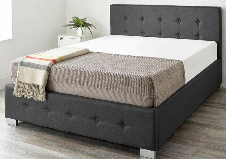 Better Black Linen Ottoman Bed