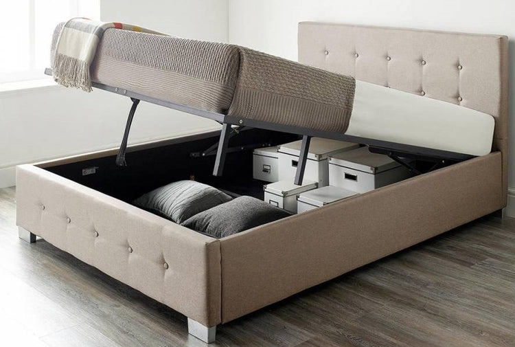 Better Beige Linen Ottoman Bed