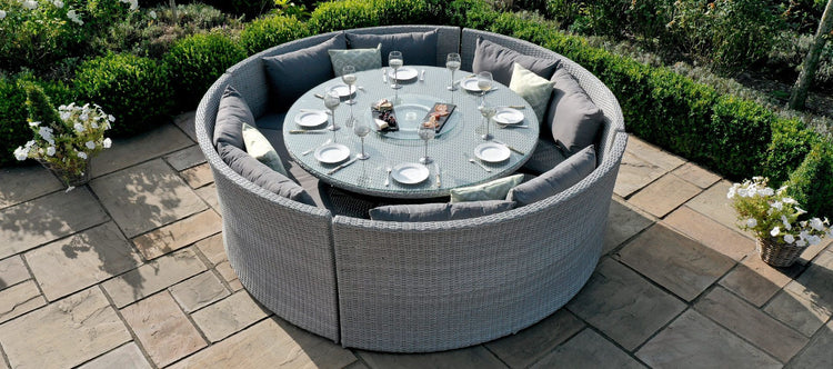 Maze Rattan Ascot Round Sofa Dining Set With Rising Table