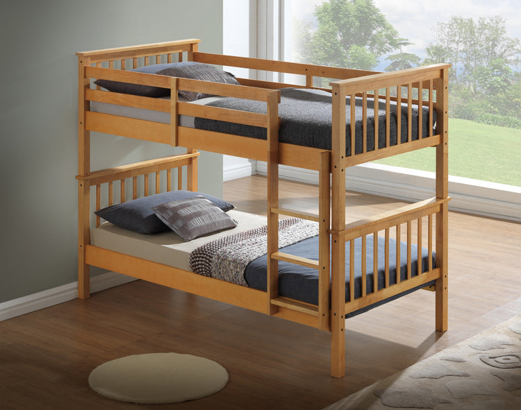 New Kids Bunk Bed With 2 Mattresses Bundle Beech-Better Bed Company