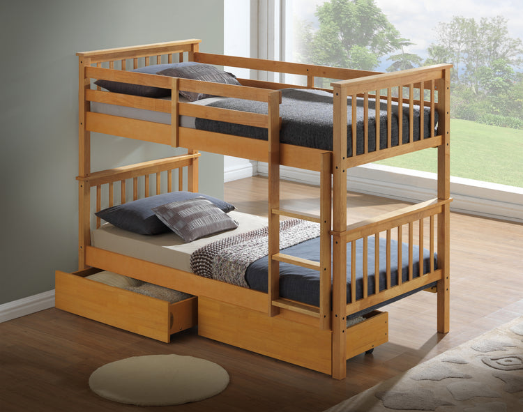 New Kids Bunk Bed With 2 Mattresses Bundle With Drawers-Better Bed Company
