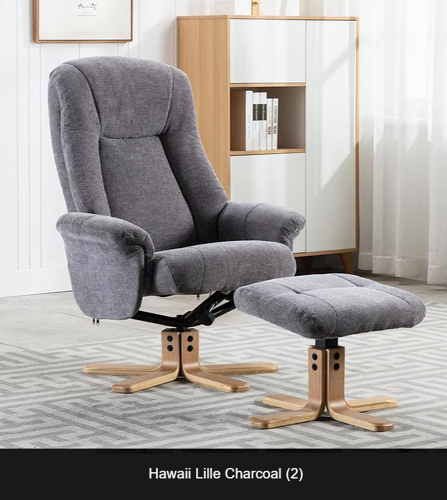 GFA Hawaii Recliner And Foot Stool Lille Charcoal-Better Bed Company