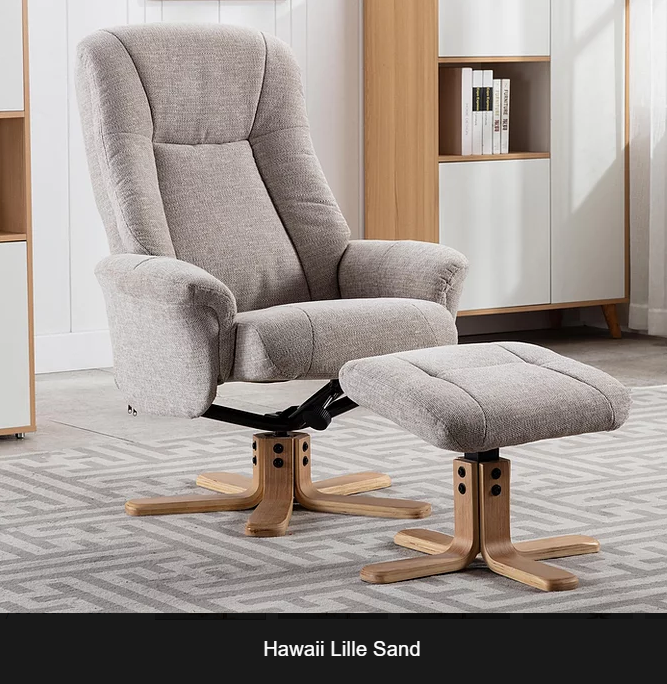 GFA Hawaii Recliner And Foot Stool Lille Sand-Better Bed Company
