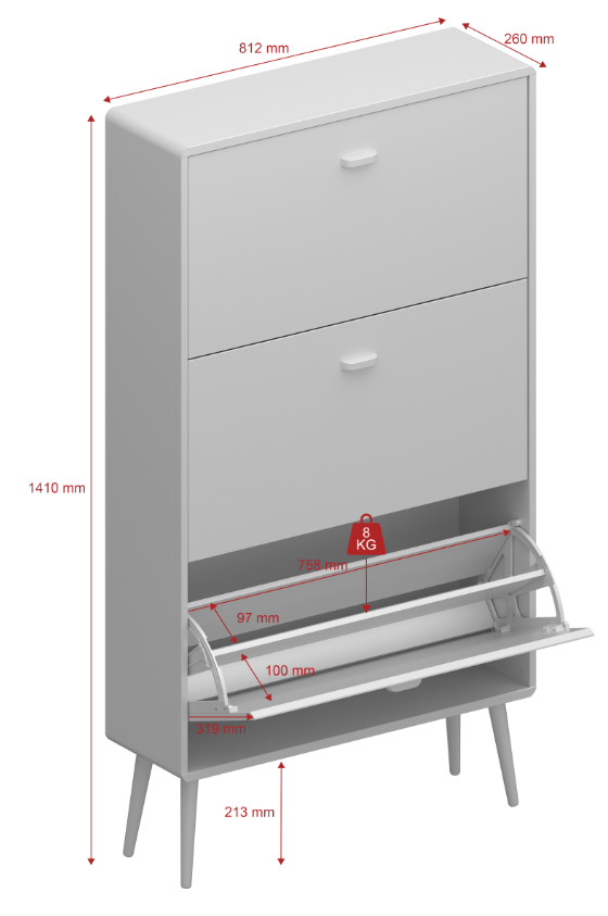 Steens Mino Shoe cabinet White