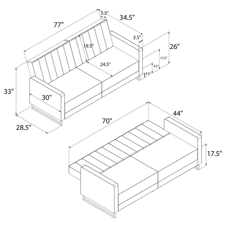 Dorel Home Skylar Sprung Seat Sofa Bed Dimensions-Better Bed Company