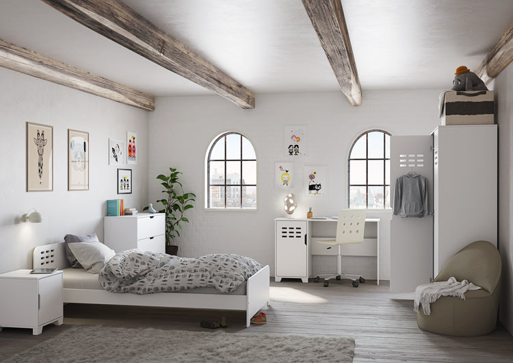 Steens Loke Bed Side Table White