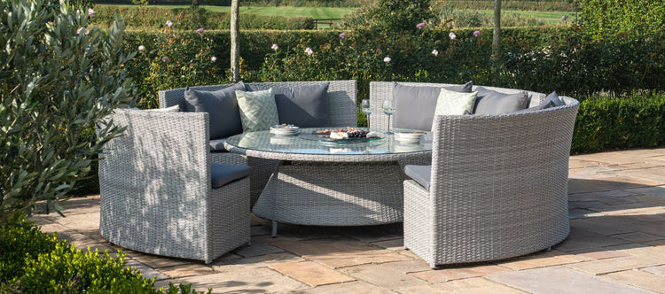 Maze Rattan Ascot Round Sofa Dining Set With Rising Table