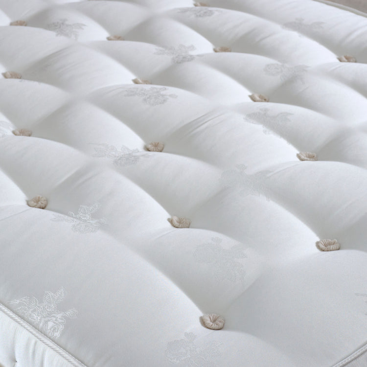 Bedmaster Signature 2000 Platinum Mattress Cover And Tufts Close Up-Better Bed Company 