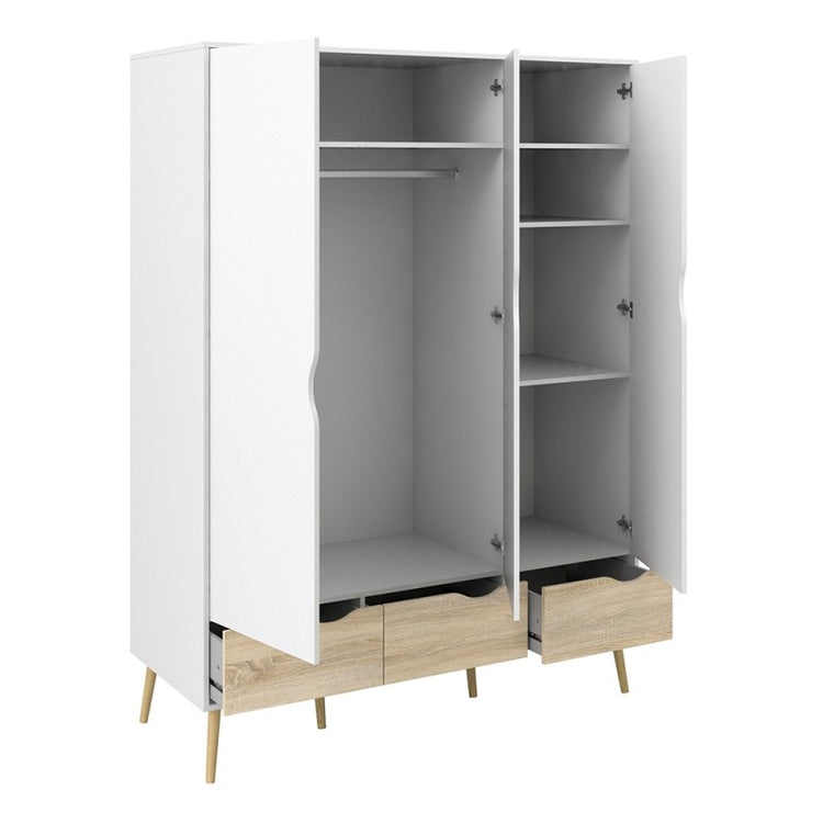 Furniture To Go Oslo Wardrobe 3 Doors 3 Drawers