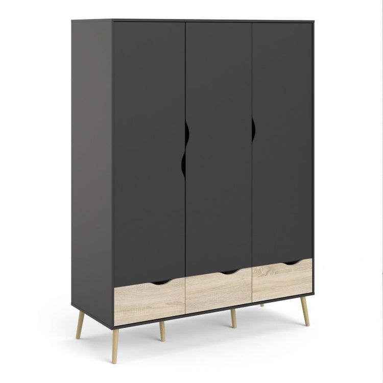 Furniture To Go Oslo Wardrobe 3 Doors 3 Drawers