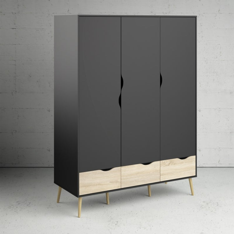 Furniture To Go Oslo Wardrobe 3 Doors 3 Drawers