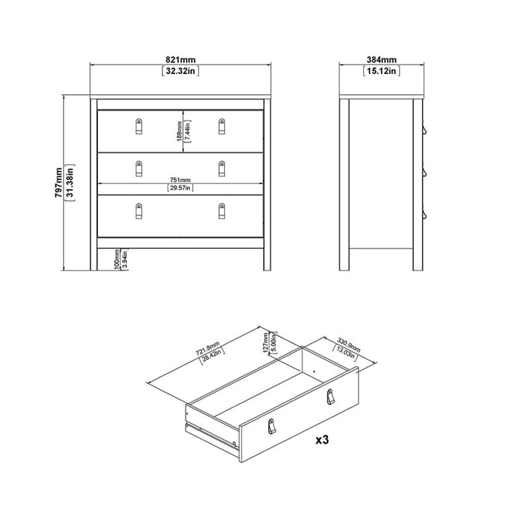 Furniture To Go Barcelona Chest 3 Drawers