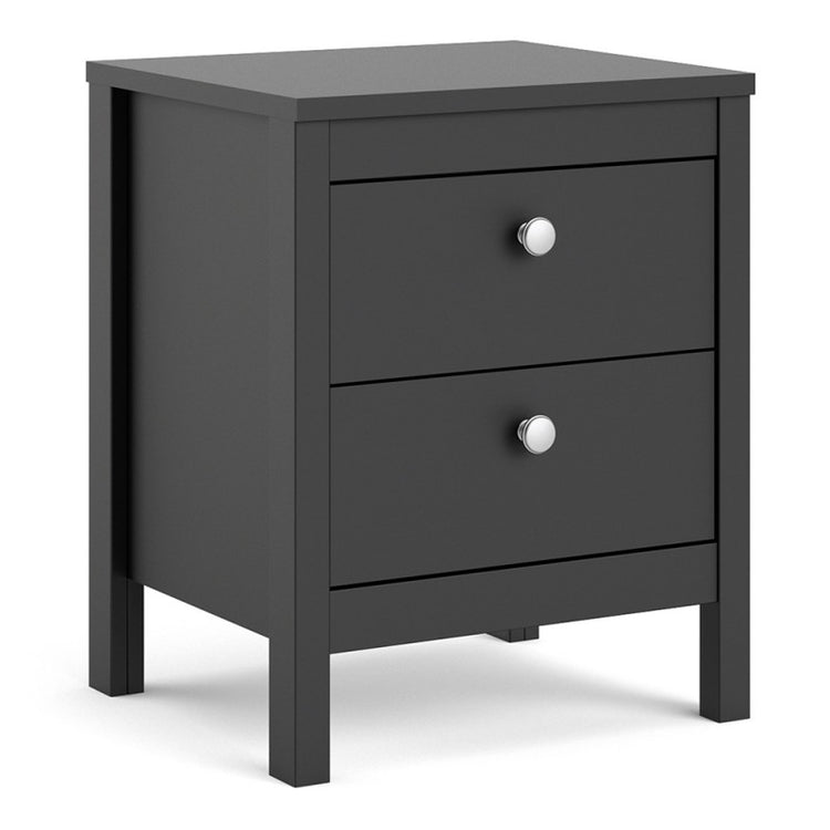 Furniture To Go Madrid Bedside Table 2 Drawers Black-Better Bed Company