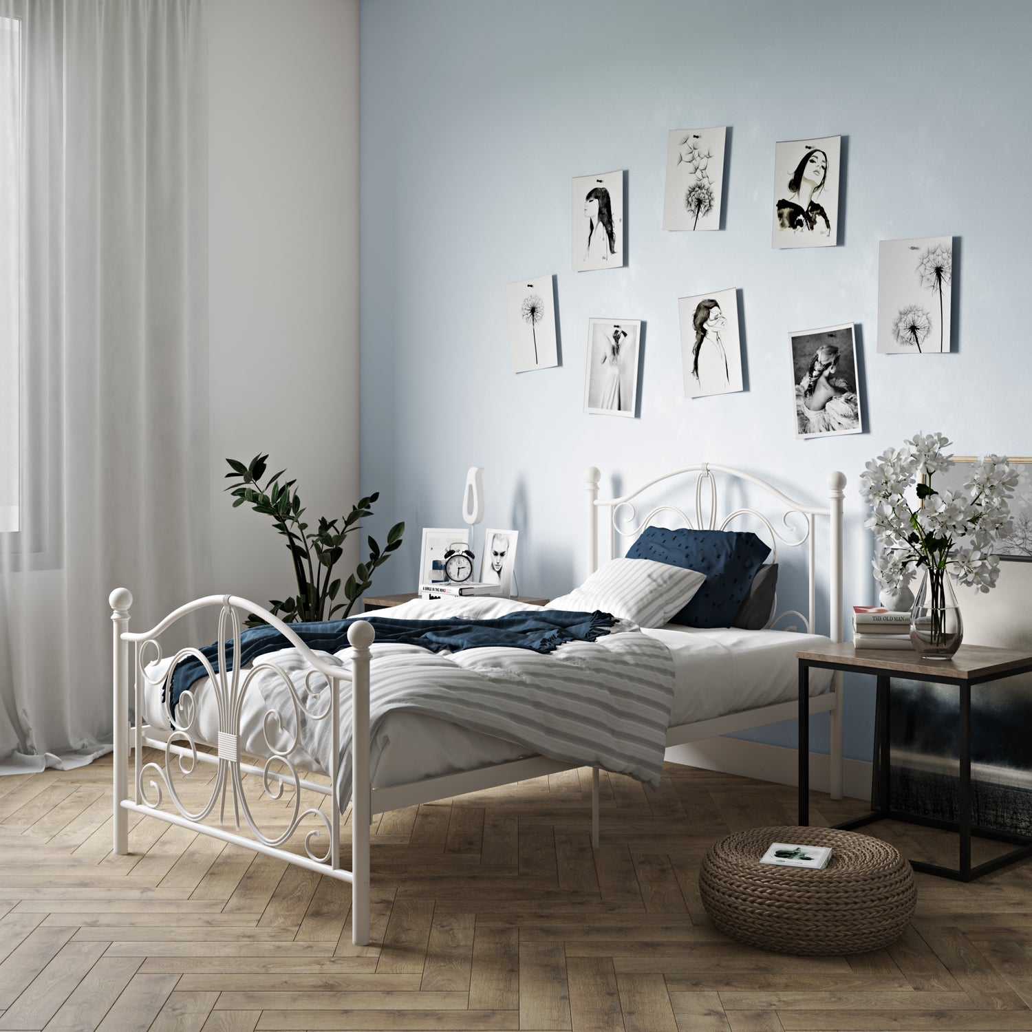 Dorel Home Bombay Metal Bed White Single-Better Bed Company