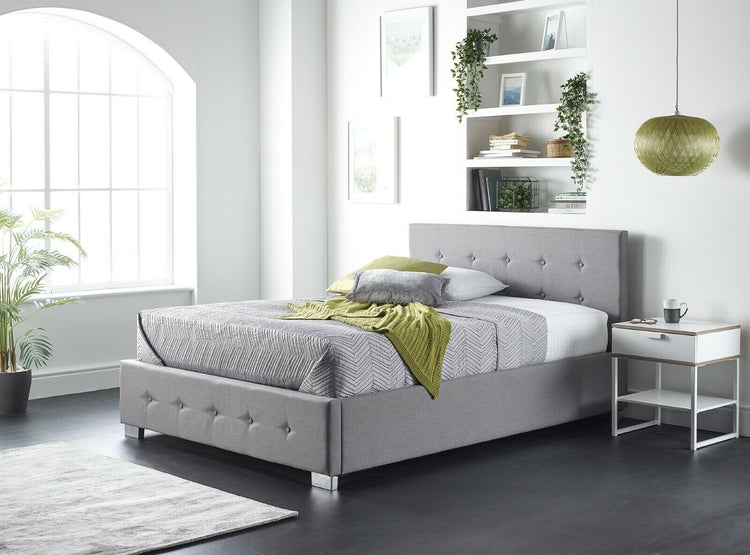 Better Side Opening Grey Linen Ottoman Bed