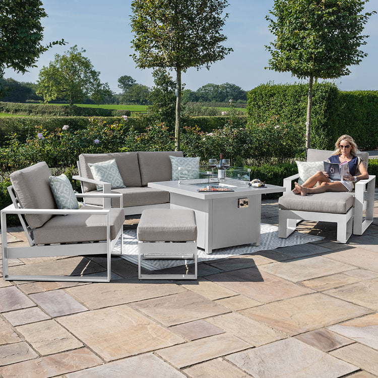 Maze Amalfi 2 Seat Sofa Set With Square Fire Pit Table