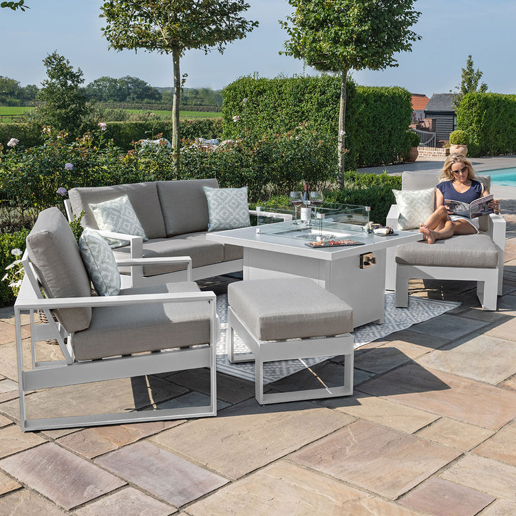 Maze Amalfi 2 Seat Sofa Set With Square Fire Pit Table