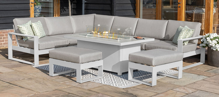 Maze Rattan Amalfi Large Corner Group With Fire Pit Table