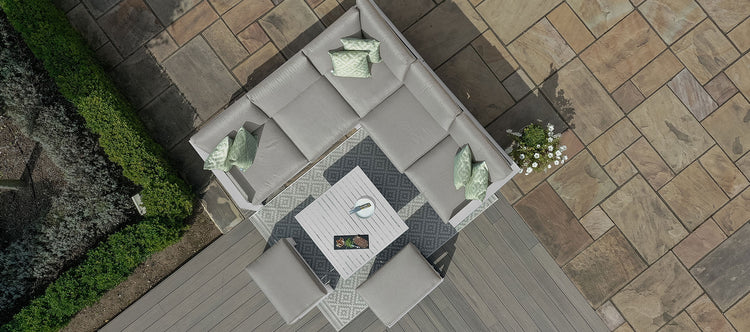 Maze Amalfi Small Corner Dining With Square Rising Table And Footstools