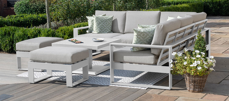 Maze Amalfi Small Corner Dining With Square Rising Table And Footstools