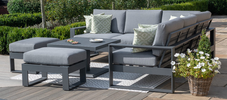 Maze Amalfi Small Corner Dining With Square Rising Table And Footstools