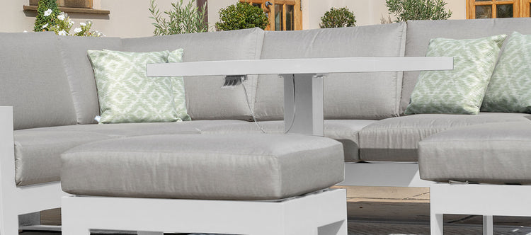 Maze Amalfi Small Corner Dining With Square Rising Table And Footstools
