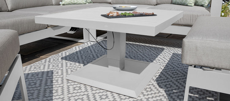 Maze Amalfi Small Corner Dining With Square Rising Table And Footstools