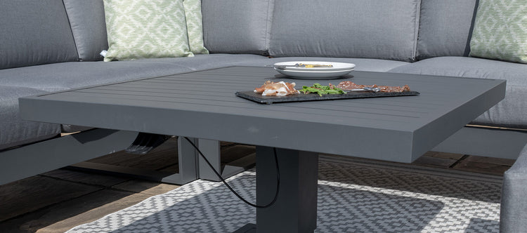 Maze Amalfi Small Corner Dining With Square Rising Table And Footstools
