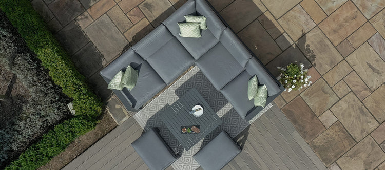 Maze Amalfi Small Corner Dining With Square Rising Table And Footstools