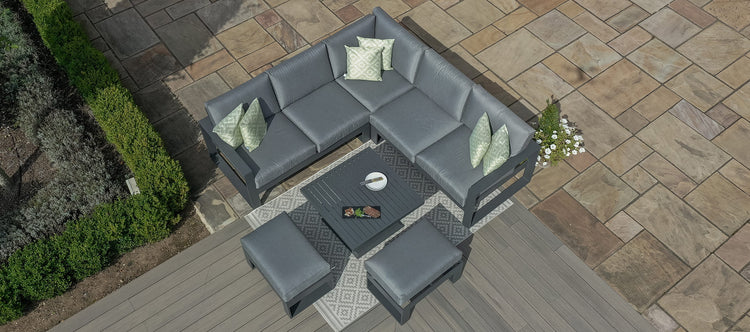 Maze Amalfi Small Corner Dining With Square Rising Table And Footstools