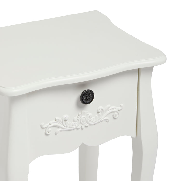 LPD Furniture Antoinette 1 Drawer White Nighstand