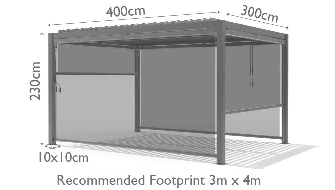 Maze Rattan 3m x 4m Pergola With 4 Drop Sides And LED Lighting Dimensions-Better Bed Company