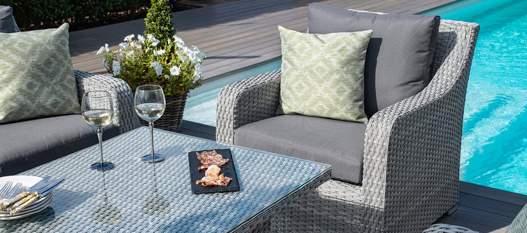 Maze Ascot 3 Seat Rattan Sofa Dining Set With Rising Table