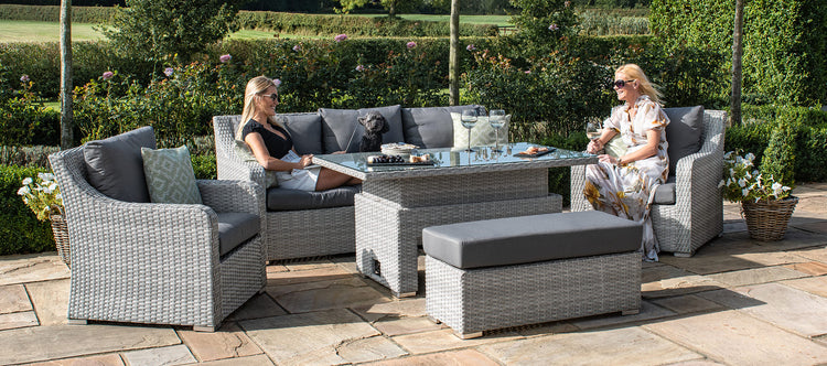 Maze Ascot 3 Seat Rattan Sofa Dining Set With Rising Table